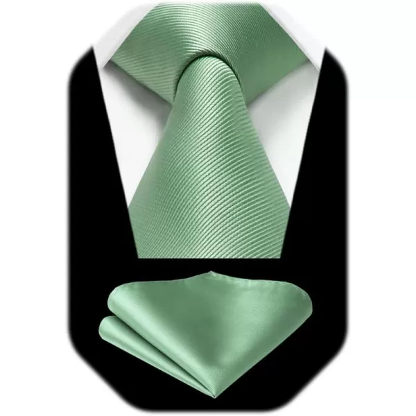 HISDERN Mens Ties Handkerchief Solid Color Ties for Men Necktie with Pocket Square Set for Classic Wedding