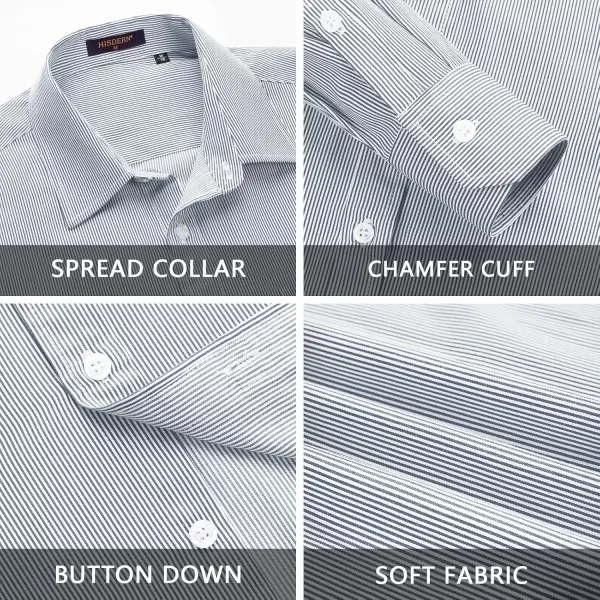 HISDERN Mens Casual Dress Shirts Plaid Button Down Shirt Long Sleeve Formal Business Gingham Shirt for Men