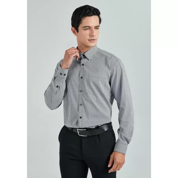 HISDERN Mens Casual Dress Shirts Plaid Button Down Shirt Long Sleeve Formal Business Gingham Shirt for Men