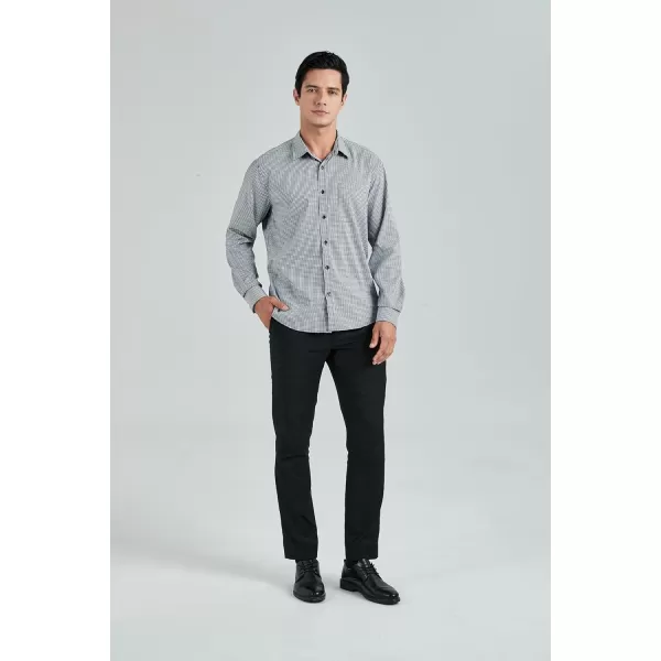 HISDERN Mens Casual Dress Shirts Plaid Button Down Shirt Long Sleeve Formal Business Gingham Shirt for Men