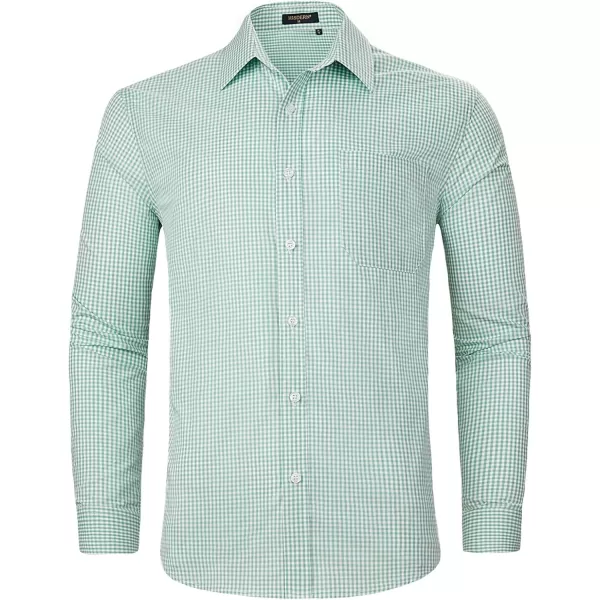HISDERN Mens Casual Dress Shirts Plaid Button Down Shirt Long Sleeve Formal Business Gingham Shirt for Men