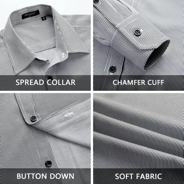 HISDERN Mens Casual Dress Shirts Plaid Button Down Shirt Long Sleeve Formal Business Gingham Shirt for Men