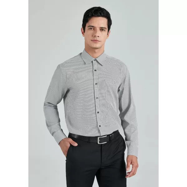 HISDERN Mens Casual Dress Shirts Plaid Button Down Shirt Long Sleeve Formal Business Gingham Shirt for Men