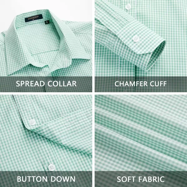 HISDERN Mens Casual Dress Shirts Plaid Button Down Shirt Long Sleeve Formal Business Gingham Shirt for Men