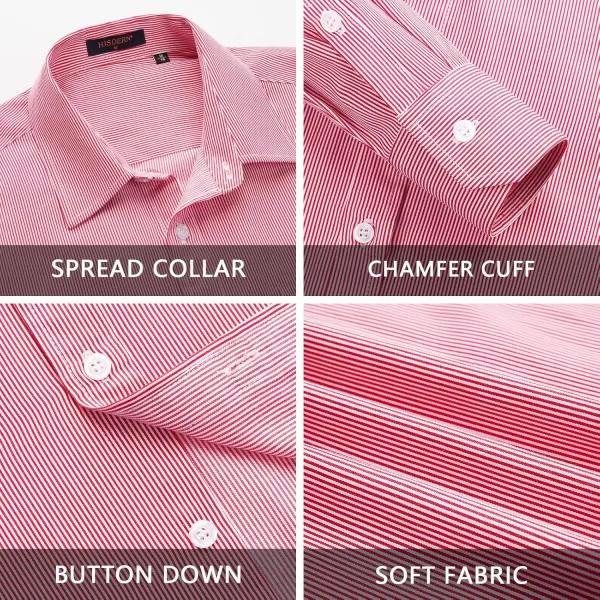 HISDERN Mens Casual Dress Shirts Plaid Button Down Shirt Long Sleeve Formal Business Gingham Shirt for Men