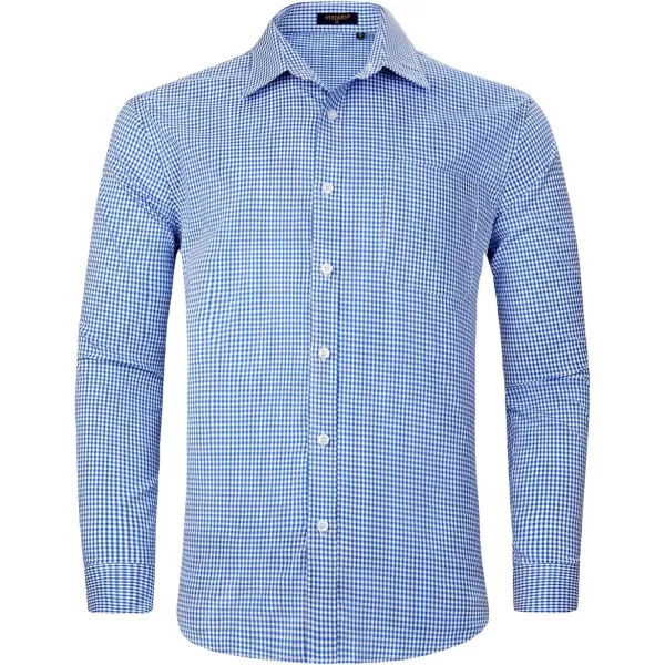 HISDERN Mens Casual Dress Shirts Plaid Button Down Shirt Long Sleeve Formal Business Gingham Shirt for Men