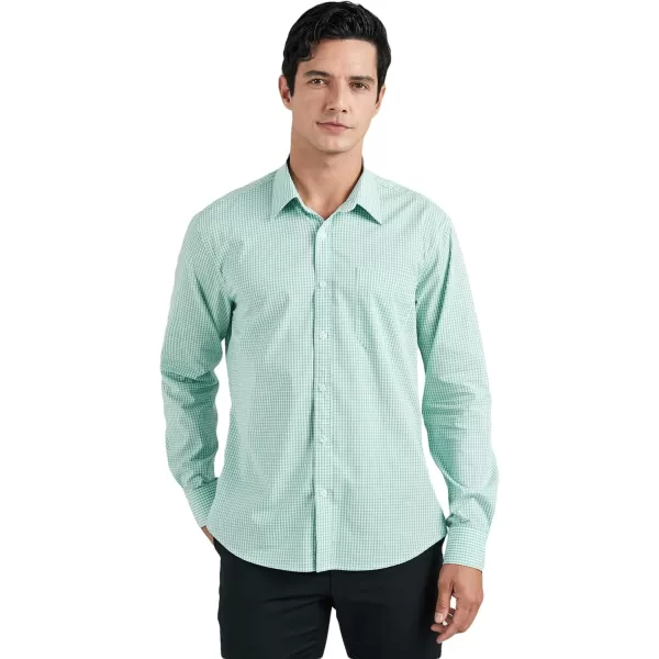 HISDERN Mens Casual Dress Shirts Plaid Button Down Shirt Long Sleeve Formal Business Gingham Shirt for Men
