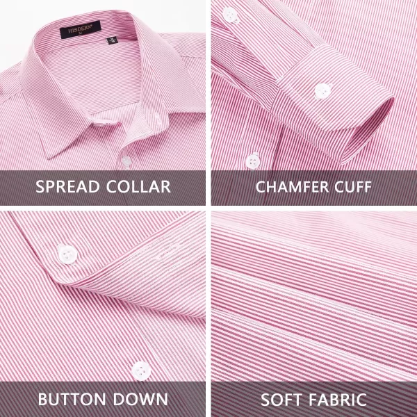HISDERN Mens Casual Dress Shirts Plaid Button Down Shirt Long Sleeve Formal Business Gingham Shirt for Men