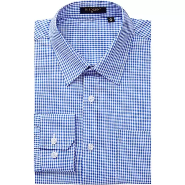 HISDERN Mens Casual Dress Shirts Plaid Button Down Shirt Long Sleeve Formal Business Gingham Shirt for Men