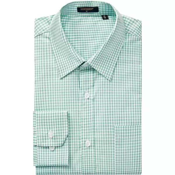 HISDERN Mens Casual Dress Shirts Plaid Button Down Shirt Long Sleeve Formal Business Gingham Shirt for Men