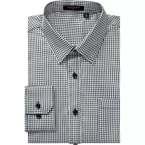HISDERN Mens Casual Dress Shirts Plaid Button Down Shirt Long Sleeve Formal Business Gingham Shirt for Men