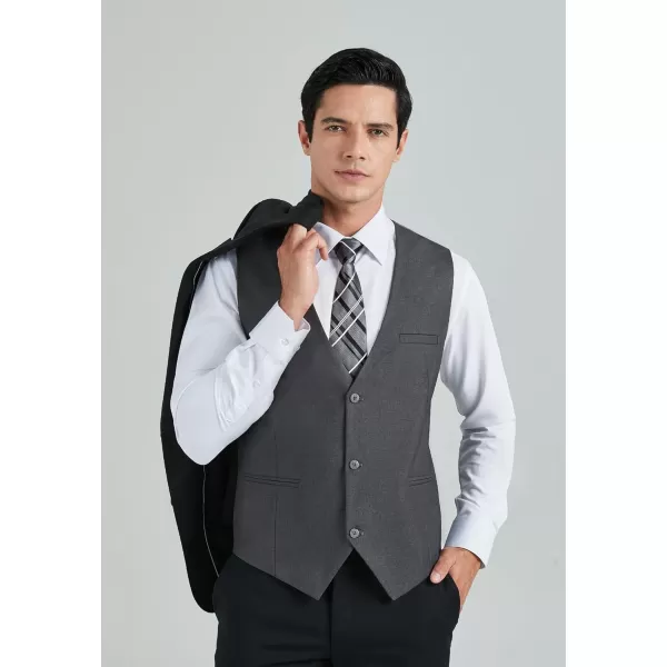 HISDERN Mens Suit Vest Business Formal Dress Vests for Men Solid Color Casual Wedding Tuxedo Party Waistcoat