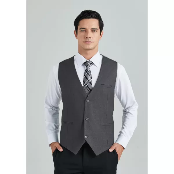 HISDERN Mens Suit Vest Business Formal Dress Vests for Men Solid Color Casual Wedding Tuxedo Party Waistcoat