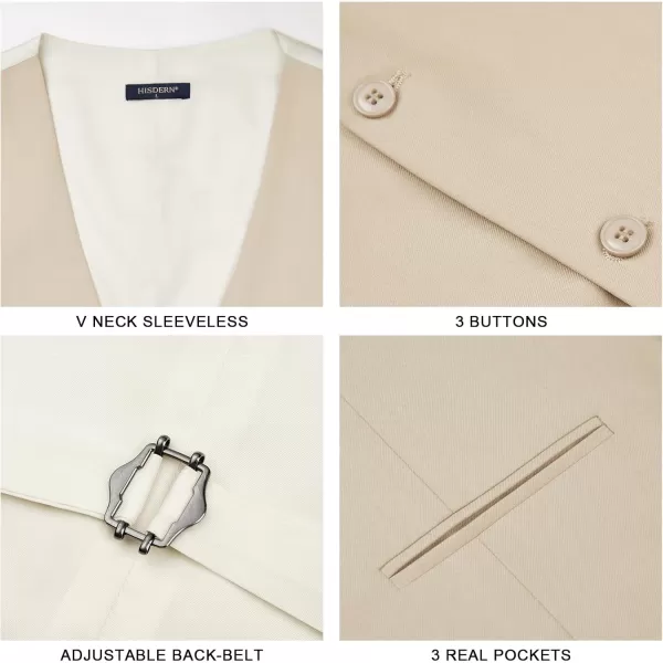 HISDERN Mens Suit Vest Business Formal Dress Vests for Men Solid Color Casual Wedding Tuxedo Party Waistcoat