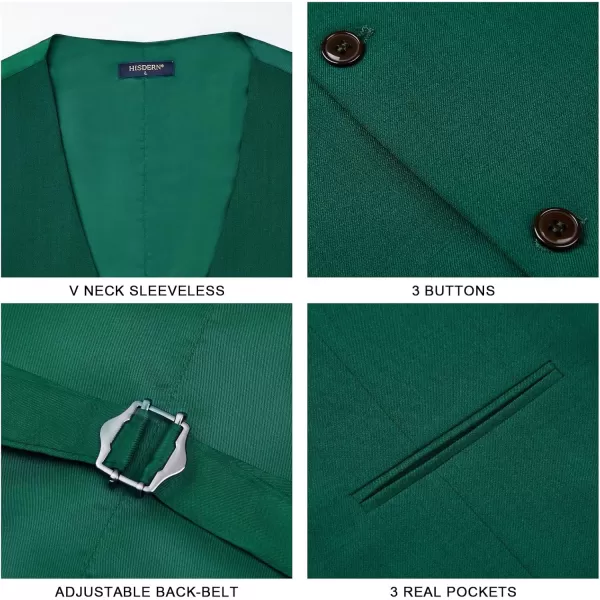 HISDERN Mens Suit Vest Business Formal Dress Vests for Men Solid Color Casual Wedding Tuxedo Party Waistcoat