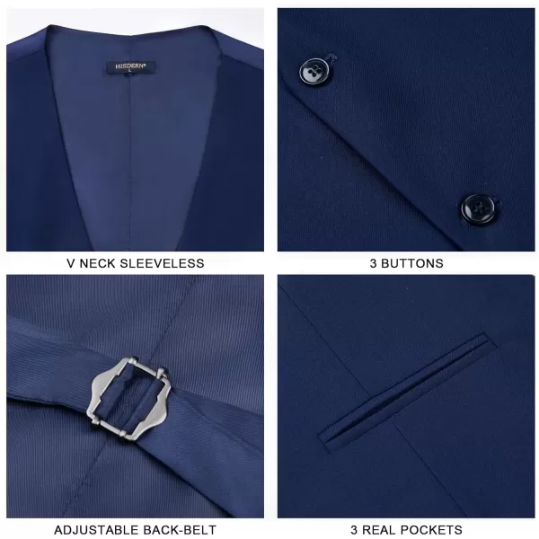 HISDERN Mens Suit Vest Business Formal Dress Vests for Men Solid Color Casual Wedding Tuxedo Party Waistcoat