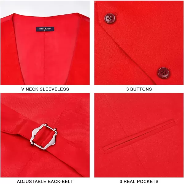 HISDERN Mens Suit Vest Business Formal Dress Vests for Men Solid Color Casual Wedding Tuxedo Party Waistcoat