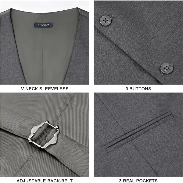 HISDERN Mens Suit Vest Business Formal Dress Vests for Men Solid Color Casual Wedding Tuxedo Party Waistcoat