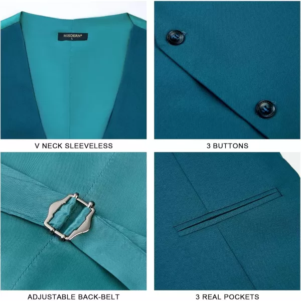 HISDERN Mens Suit Vest Business Formal Dress Vests for Men Solid Color Casual Wedding Tuxedo Party Waistcoat