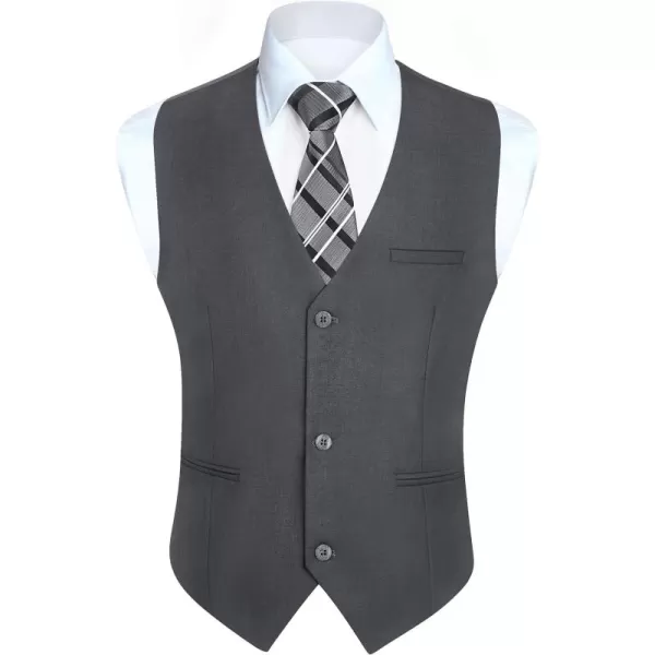 HISDERN Mens Suit Vest Business Formal Dress Vests for Men Solid Color Casual Wedding Tuxedo Party Waistcoat
