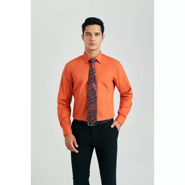 HISDERN Mens Dress Shirt and Tie Handkerchief Set Classic Long Sleeve Shirts Matching Ties Formal Button Down Shirts