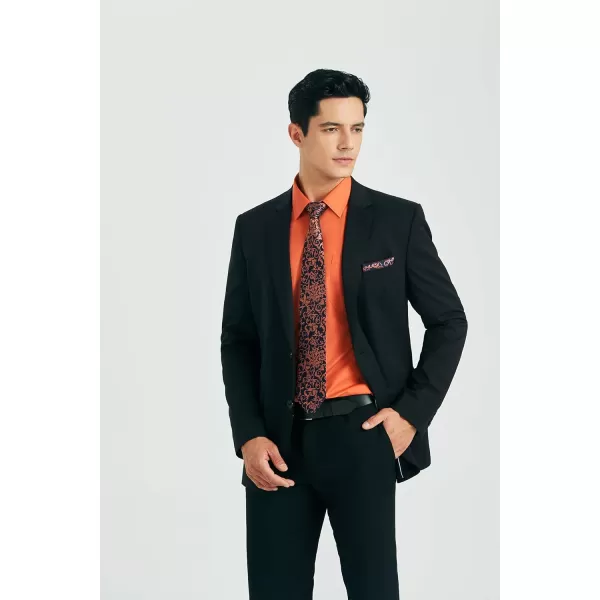 HISDERN Mens Dress Shirt and Tie Handkerchief Set Classic Long Sleeve Shirts Matching Ties Formal Button Down Shirts