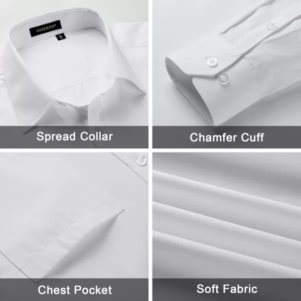HISDERN Mens Dress Shirt and Tie Handkerchief Set Classic Long Sleeve Shirts Matching Ties Formal Button Down Shirts