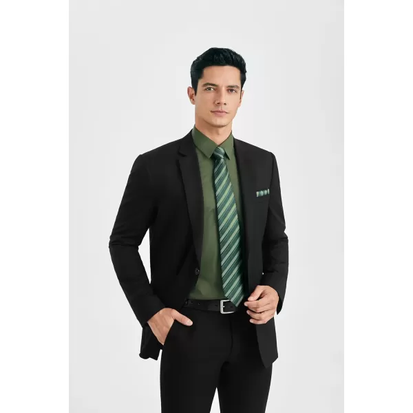 HISDERN Mens Dress Shirt and Tie Handkerchief Set Classic Long Sleeve Shirts Matching Ties Formal Button Down Shirts