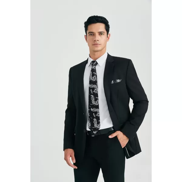 HISDERN Mens Dress Shirt and Tie Handkerchief Set Classic Long Sleeve Shirts Matching Ties Formal Button Down Shirts
