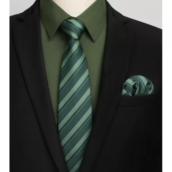 HISDERN Mens Dress Shirt and Tie Handkerchief Set Classic Long Sleeve Shirts Matching Ties Formal Button Down Shirts