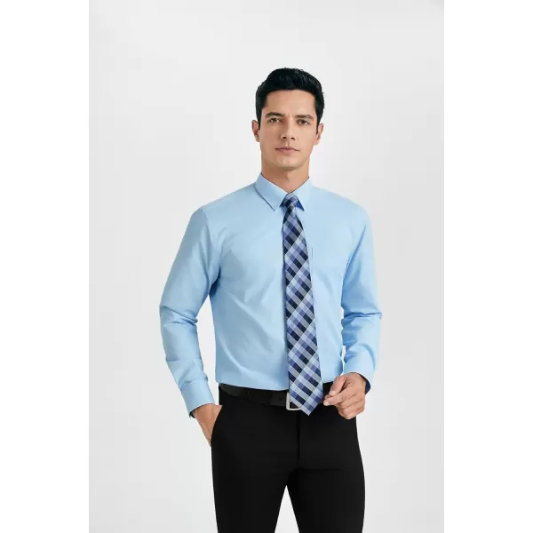 HISDERN Mens Dress Shirt and Tie Handkerchief Set Classic Long Sleeve Shirts Matching Ties Formal Button Down Shirts