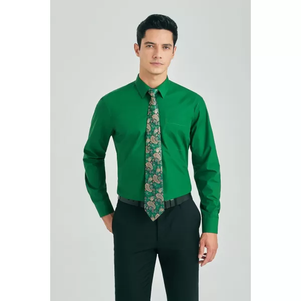 HISDERN Mens Dress Shirt and Tie Handkerchief Set Classic Long Sleeve Shirts Matching Ties Formal Button Down Shirts