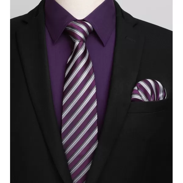 HISDERN Mens Dress Shirt and Tie Handkerchief Set Classic Long Sleeve Shirts Matching Ties Formal Button Down Shirts