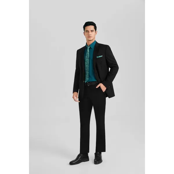 HISDERN Mens Dress Shirt and Tie Handkerchief Set Classic Long Sleeve Shirts Matching Ties Formal Button Down Shirts