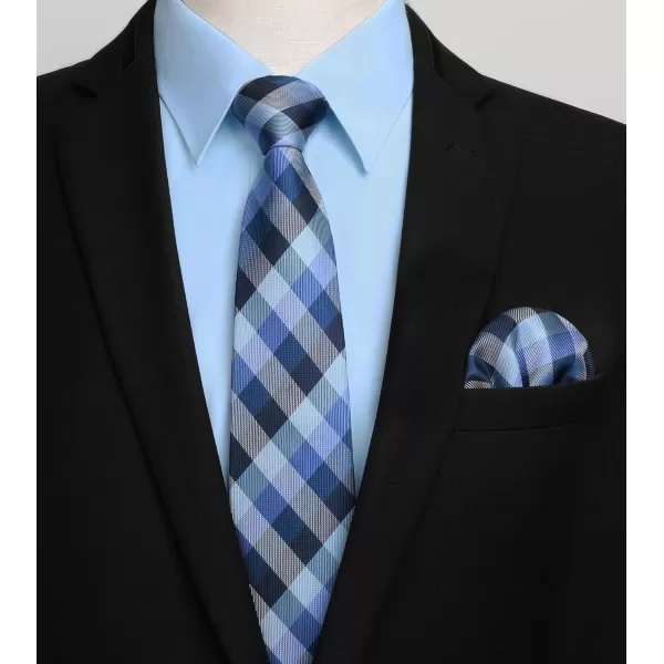 HISDERN Mens Dress Shirt and Tie Handkerchief Set Classic Long Sleeve Shirts Matching Ties Formal Button Down Shirts