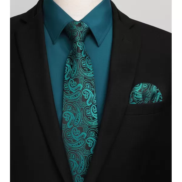 HISDERN Mens Dress Shirt and Tie Handkerchief Set Classic Long Sleeve Shirts Matching Ties Formal Button Down Shirts