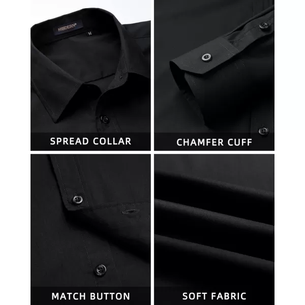 HISDERN Mens Dress Shirt and Tie Handkerchief Set Classic Long Sleeve Shirts Matching Ties Formal Button Down Shirts