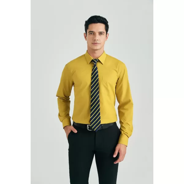 HISDERN Mens Dress Shirt and Tie Handkerchief Set Classic Long Sleeve Shirts Matching Ties Formal Button Down Shirts