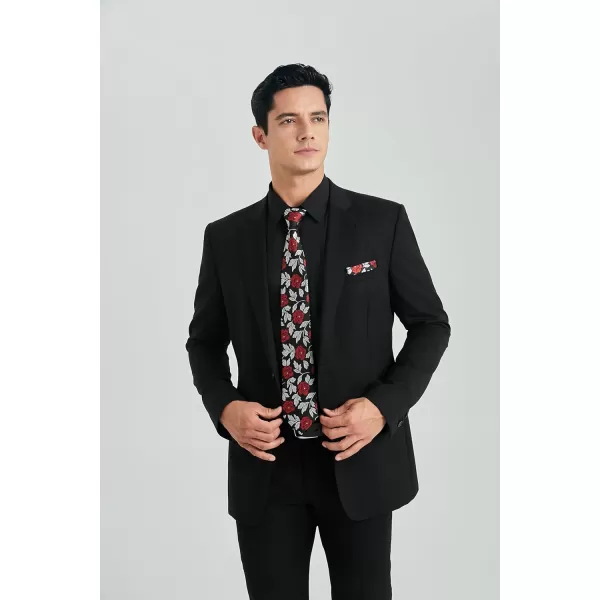 HISDERN Mens Dress Shirt and Tie Handkerchief Set Classic Long Sleeve Shirts Matching Ties Formal Button Down Shirts