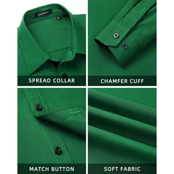 HISDERN Mens Dress Shirt and Tie Handkerchief Set Classic Long Sleeve Shirts Matching Ties Formal Button Down Shirts
