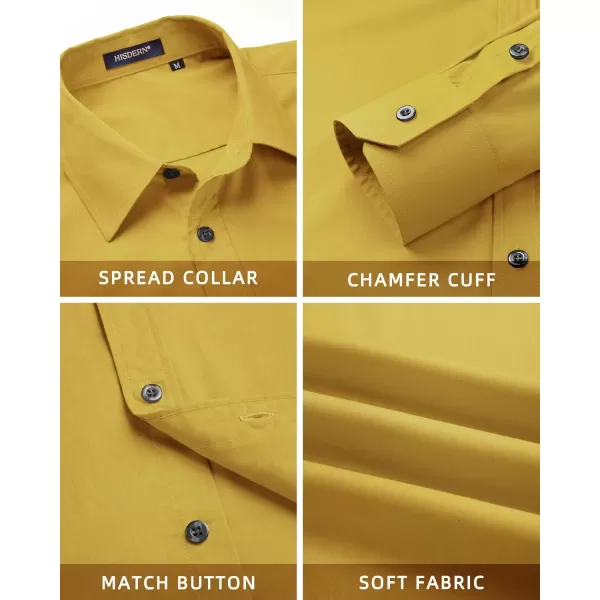 HISDERN Mens Dress Shirt and Tie Handkerchief Set Classic Long Sleeve Shirts Matching Ties Formal Button Down Shirts