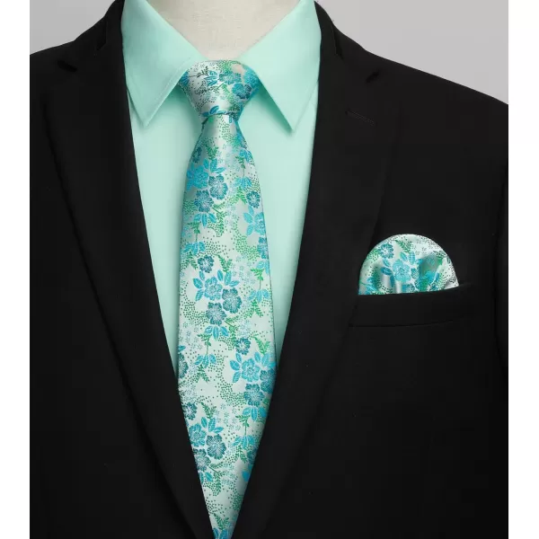HISDERN Mens Dress Shirt and Tie Handkerchief Set Classic Long Sleeve Shirts Matching Ties Formal Button Down Shirts