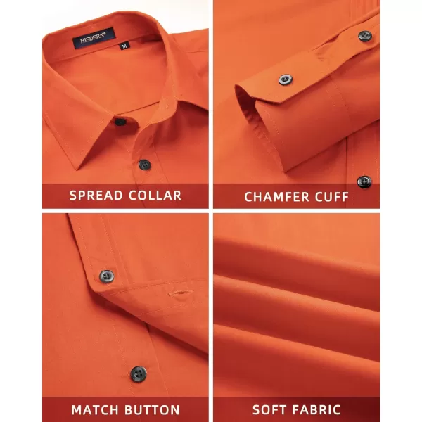 HISDERN Mens Dress Shirt and Tie Handkerchief Set Classic Long Sleeve Shirts Matching Ties Formal Button Down Shirts