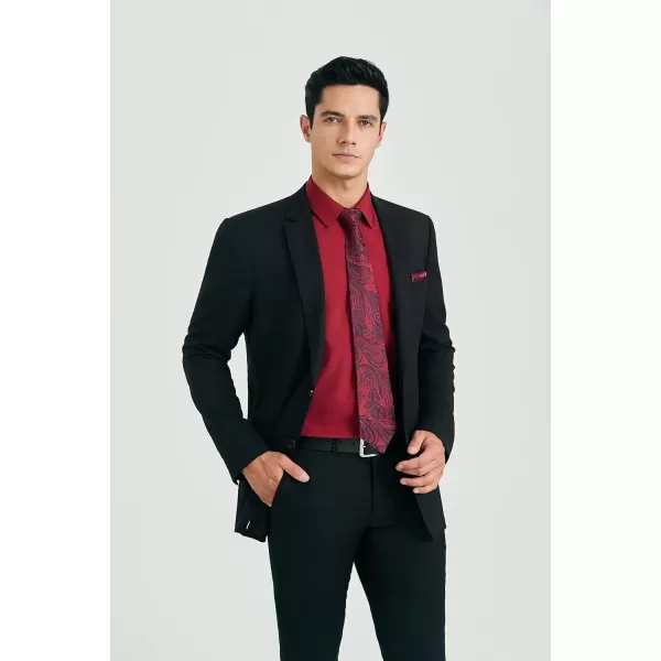 HISDERN Mens Dress Shirt and Tie Handkerchief Set Classic Long Sleeve Shirts Matching Ties Formal Button Down Shirts