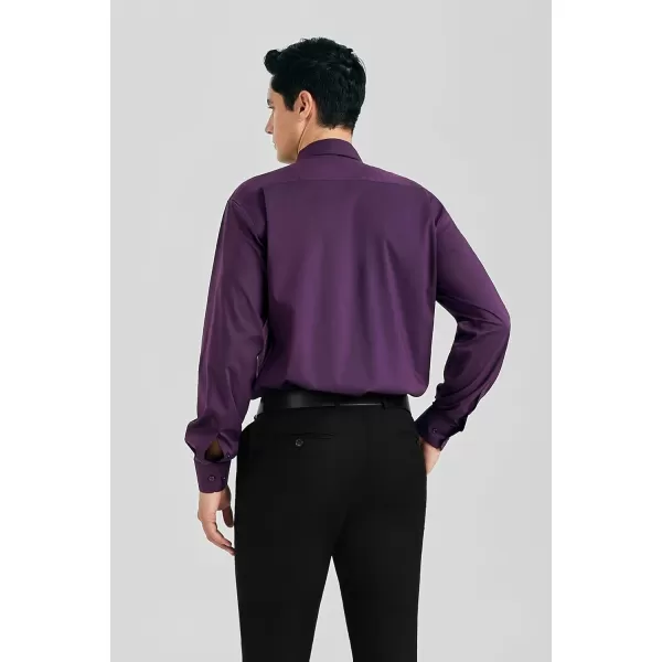 HISDERN Mens Dress Shirt and Tie Handkerchief Set Classic Long Sleeve Shirts Matching Ties Formal Button Down Shirts