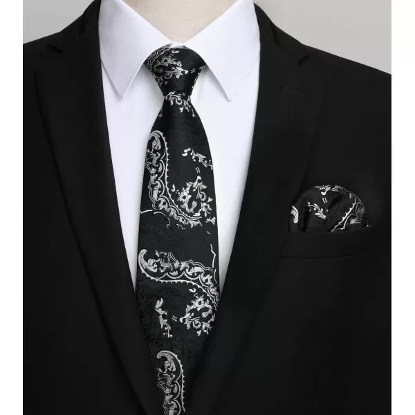 HISDERN Mens Dress Shirt and Tie Handkerchief Set Classic Long Sleeve Shirts Matching Ties Formal Button Down Shirts