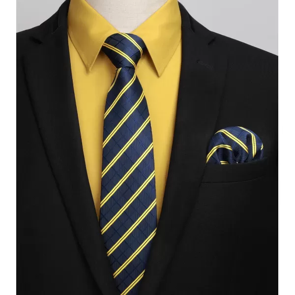 HISDERN Mens Dress Shirt and Tie Handkerchief Set Classic Long Sleeve Shirts Matching Ties Formal Button Down Shirts