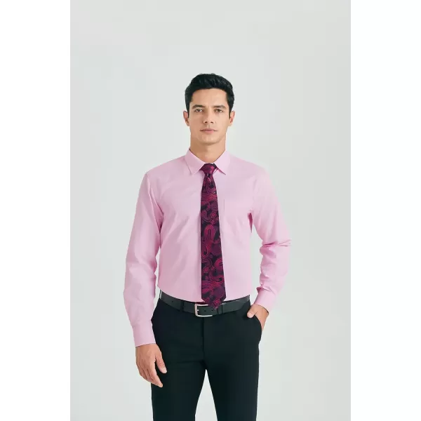 HISDERN Mens Dress Shirt and Tie Handkerchief Set Classic Long Sleeve Shirts Matching Ties Formal Button Down Shirts