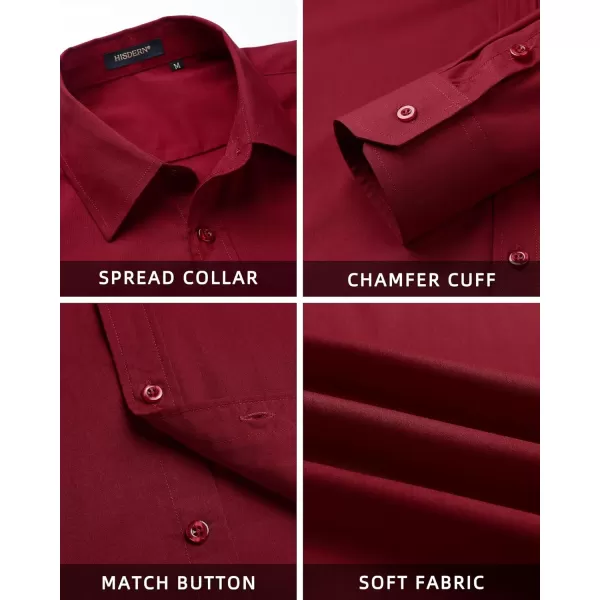 HISDERN Mens Dress Shirt and Tie Handkerchief Set Classic Long Sleeve Shirts Matching Ties Formal Button Down Shirts