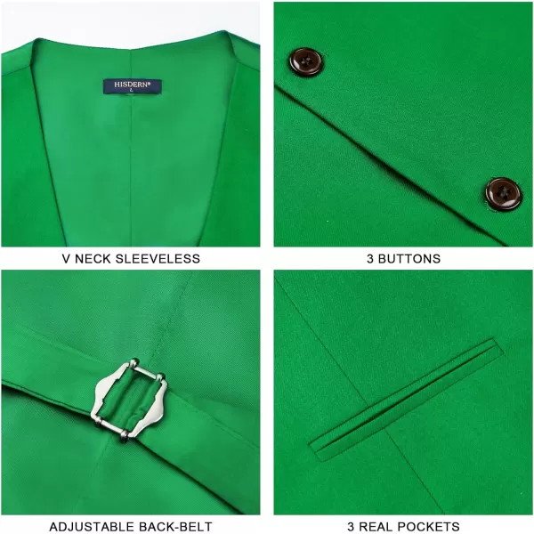 HISDERN Mens Suit Vest Business Casual Dress Waistcoat Vest Solid Color Formal Wedding Vests for Suits or Tuxedo